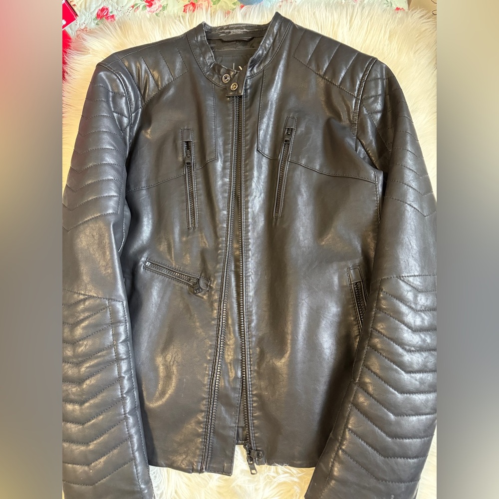 A/X Armani Exchange Black Quilted Moto Bomber Jacket